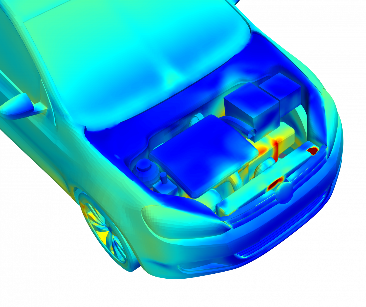 thermal simulation model of volkswagon golf with engine compartment