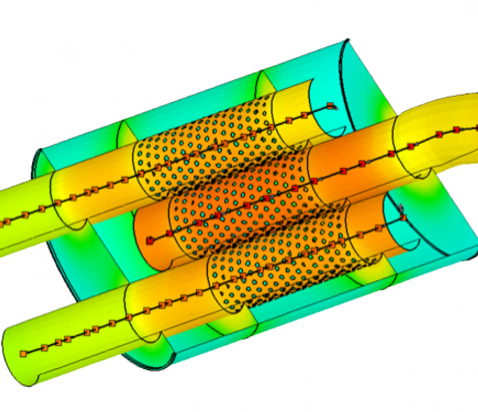 thermal results of muffler with pipes