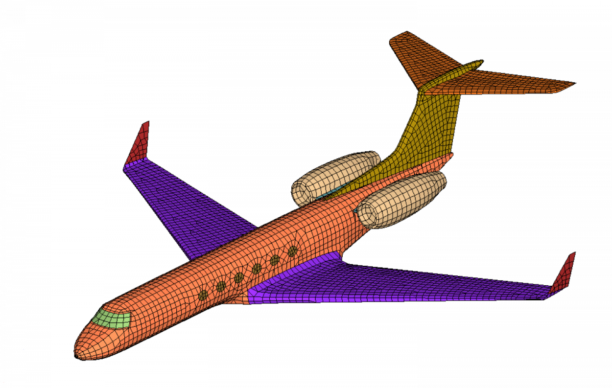thermal model mesh of a business jet