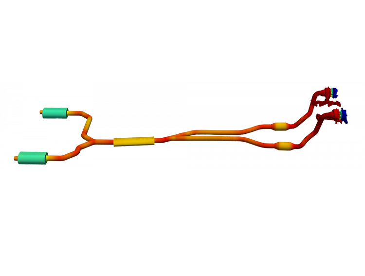 Vehicle model with color-coded surface temperatures across exterior components.