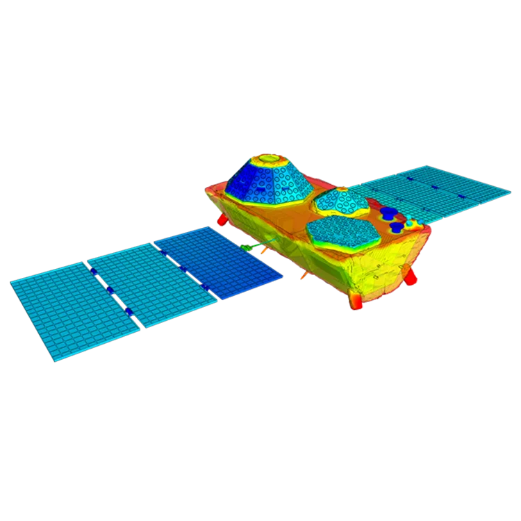 application-sample Satellite thermal map showing surface temperature distribution across body and solar panels.