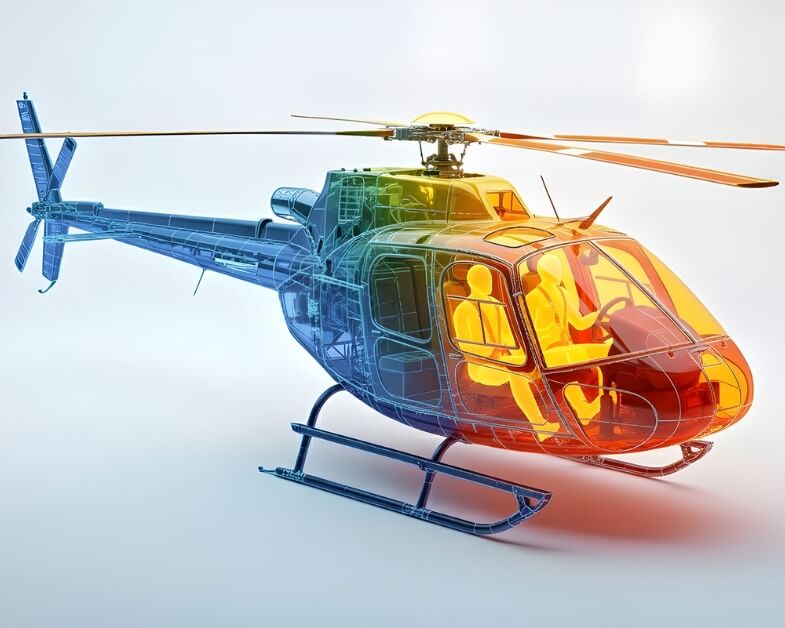 Thermo output on a helicopter to represent muSES. 